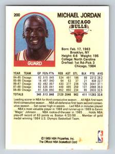 lot 60 image: Michael Jordan 1989 NBA Hoops #200 Basketball Card
