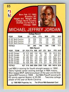 lot 64 image: Michael Jordan 1990 NBA Hoops #65 Basketball Card