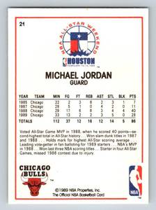 lot 66 image: Michael Jordan 1989 NBA Hoops All-Star #21 Basketball Card