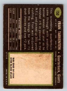 lot 78 image: Fran Tarkenton 1969 Topps #150 Vintage Minnesota Vikings Football Card