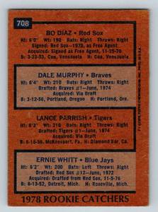 lot 82 image: Dale Murphy RC 1978 Topps #708 Rookie Catchers Vintage Rookie Baseball Card