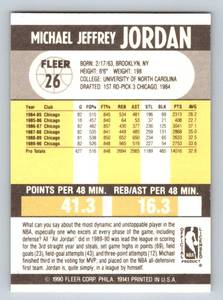 lot 70 image: Michael Jordan 1990 Fleer #26 Basketball Card
