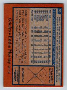 lot 13A image: Eddie Murray RC 1978 Topps #36 Rookie Vintage Baseball Card