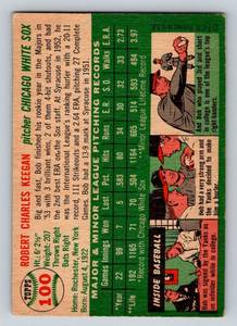 lot 48A image: 1954 Topps Bob Keegan #100 Vintage Baseball Card
