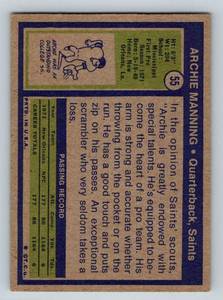 lot 96 image: Archie Manning RC 1972 Topps #55 Vintage Football Card
