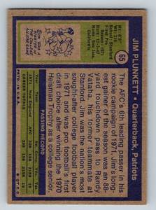 lot 98 image: Jim Plunkett RC 1972 Topps #65 Rookie Vintage Football Card