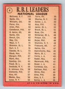 lot 106 image: 1969 Topps NL RBI Leaders #4 - Willie McCovey, Ron Santo, Billy Williams Vintage Baseball Card