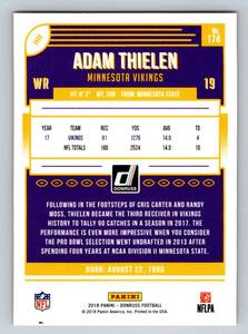 lot 108 image: Adam Thielen Press Proof 2018 Donruss #174 Minnesota Vikings Football Card