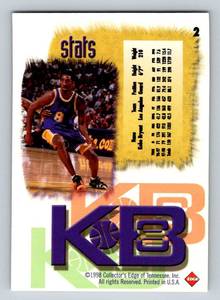 lot 121 image: Kobe Bryant Silver Foil 1998 Collectors Edge #2 Basketball Card