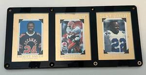 lot 193 image: Emmitt Smith 3 Card 23 kt Gold Set - 10,000 made, Limited Edition 1995 Bleachers Card Corp Football