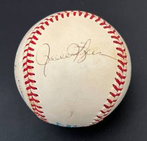 lot 197 image: 1985 Milwaukee Brewers Signed Baseball - Rollie Fingers, Pete Vukovich, Ray Burris, Ben Oglivie, Charlie Moore, Mike Hegan - Rawlings OMLB Brown Ball