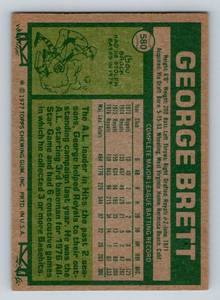 lot 59A image: George Brett 1977 Topps #580 Vintage Baseball Card