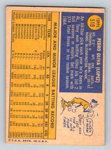 lot 149A image: Tony Oliva 1970 Topps #510 Vintage Minnesota Twins Baseball Card