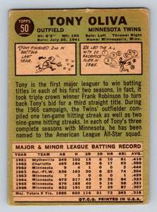 lot 168A image: Tony Oliva 1967 Topps #50 Vintage Minnesota Twins Baseball Card