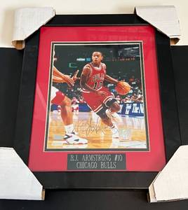 lot 231 image: BJ Armstrong Signed Photo with Steiner COA - Framed and Matted 13x16 Chicago Bulls