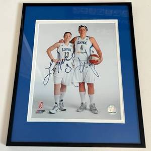 lot 227 image: Lindsay Whalen and Janel McCarville Signed Photo Framed and Matted 11x14 Minnesota Lynx Basketball