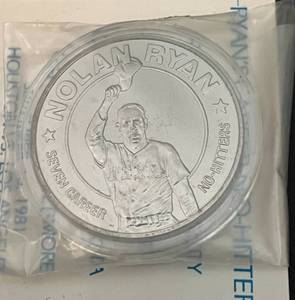 lot 101A image: Nolan Ryan Career No-Hitters Commemorative Coin with COA - Baseball
