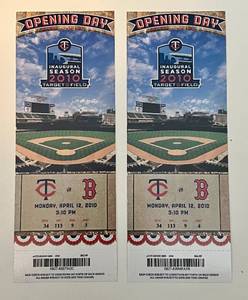 lot 194A image: Minnesota Twins 2010 Target Field Inaugural Season Opening Day Tickets - Baseball