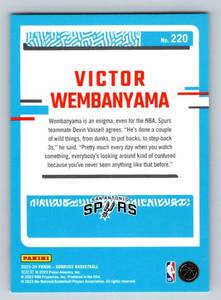 lot 19C image: Victor Wembanyama Rookie Card 2023-24 Donruss Rated Rookie Base #220 - Basketball Card