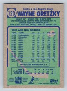 lot 109C image: Wayne Gretzky Error Card (Assist TTL Incorrect)Pack Fresh - 1990 Topps #120 - Hockey