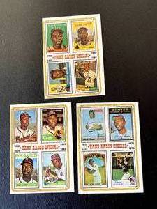 lot 7A image: Hank Aaron Special 974 Topps 3 Card Lot - #3, #4, #6 Vintage Baseball Cards