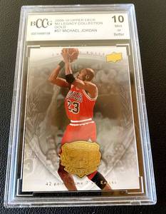lot 10B image: Michael Jordan Graded 10 Gem Mint 2009-10 Upper Deck MJ Legacy Collection Gold #57 Basketball Card