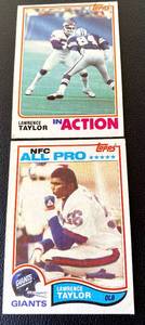 lot 15 image: Lawrence Taylor 2 RC Lot 1982 Topps #435 and #434 Rookie Vintage Football Cards