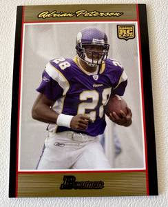 lot 17 image: Adrian Peterson RC2007 Bowman #126 Rookie Minnesota Vikings Football Card