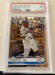 lot 22B image: Fernando Tatis JR. PSA 9 Mint RC 2019 Topps Chrome Update #54 Rookie Baseball Card