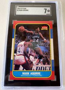 lot 25A image: Mark Aguirre 1986 Fleer #3 SGC Graded 7 NM Vintage Basketball Card