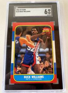 lot 27A image: Buck Williams 1986 Fleer #123 SGC Graded 6 EX-NM Vintage Basketball Card