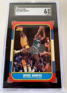 lot 29A image: Derek Harper 1986 Fleer #44 SGC Graded 6 EX-NM Vintage Basketball Card