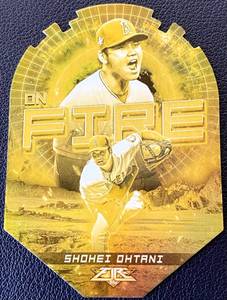 lot 37B image: Shohei Ohtani Gold Foil Die Cut 2022 Topps On Fire #EF-1 Baseball Card