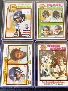 lot 41 image: Walter Payton 1979 Topps 4 Card Lot, Including Earl Campbell RC #3, #132, #335, #480 Vintage Football Cards