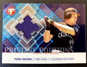 lot 49 image: Todd Helton Game Worn Relic 1000 2002 Topps Pristine Portions #PP-TH Baseball Card