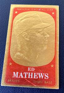 lot 49A image: 1965 Topps Embossed Ed Mathews #26 Vintage Baseball Card