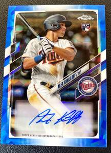 lot 50A image: Alex Kiriloff Auto RC 2021 Topps Chrome Blue #RA-AK Minnesota Twins Rookie Signed Baseball Card