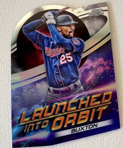 lot 85 image: Royce Lewis Launched into Orbit Insert Die Cut 2022 Topps Chrome #LIO-15 Minnesota Twins Baseball Card