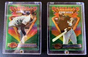 lot 91 image: 1993 Topps Baseballs Finest All-Stars Frank Thomas and Roger Clemens 2 Card Lot