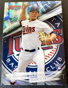 lot 112 image: Jose Berrios Cracked Ice Refractor TC 2016 Bowmans Best #35 Minnesota Twins Baseball Card