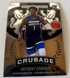 lot 114 image: Anthony Edwards RC 2020-21 Chronicles Crusade Insert #528 Rookie Minnesota Timberwolves Basketball Card