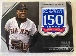 lot 119 image: Willie Mays 150 Years Commemorative Patch 2019 Topps Baseball Update #AMP-WM Baseball Card