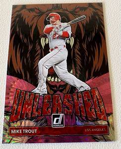 lot 123 image: Mike Trout Unleashed Pink Firework Insert 2022 Donruss #UL-3 Baseball Card