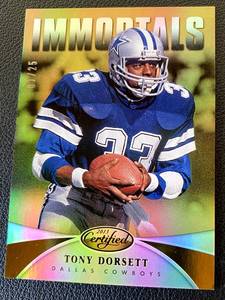 lot 128 image: Tony Dorsett 25 2013 Certified Immortals, numbered 0125, Rare Football Card