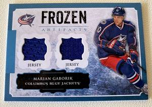 lot 139 image: Marian Gaborik Dual Relic 2013 Frozen Artifacts #FA-MG Minnesota Wild Hockey Card