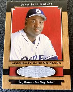lot 143 image: Tony Gwynn Relic 2001 Upper Deck Legends Legendary Game Uniforms Baseball Card
