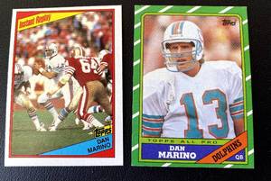 lot 173A image: Dan Marino 2 Card Lot with 1984 RC #124 and 1986 Topps $45 - Vintage Football Cards