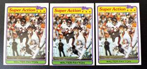 lot 174A image: Walter Payton 3 Card 1981 Topps #202 Super Action Vintage Football Lot