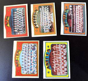 lot 181A image: 1972 Topps 5 Team Card Lot - Dodgers, Mets, As, Astros and Phillies Vintage Baseball Cards