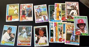 lot 186A image: 1976-1984 16 Card Vintage Baseball Star Lot